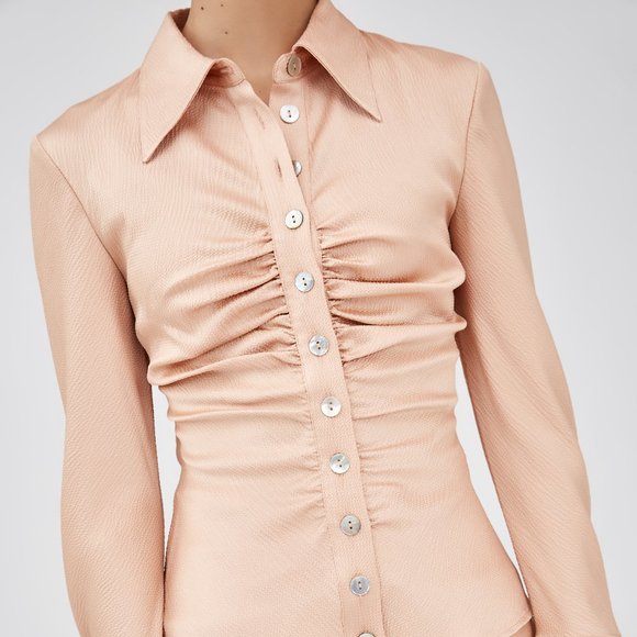 C/MEO Collective Tops - NWT C/MEO Collective Ruched LS Silky Blouse